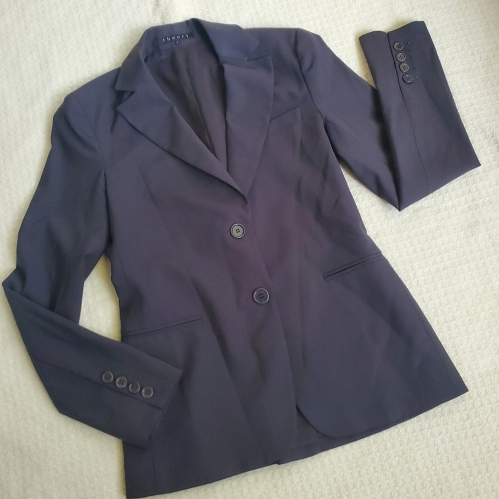 Theory Wool Blend Black Blazer Women's Size 4 Lined